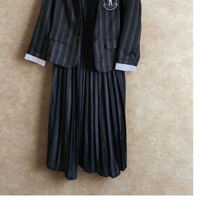 Womans' Wednesday Addams costume Black Striped Blazer and Skirt Set
